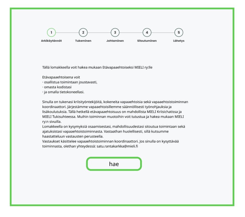 Esimerkki lomakkeesta